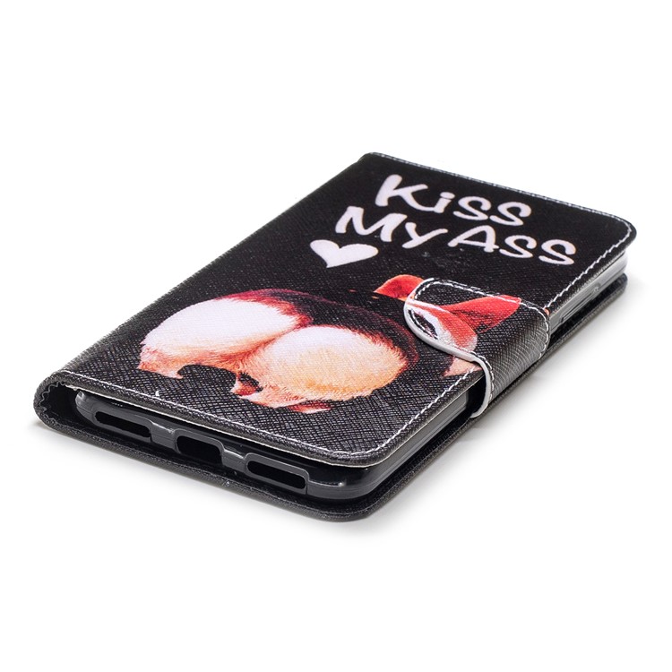 For Xiaomi Pocophone F1 / Poco F1 (India) Pattern Printing PU Leather Stand Phone Cover Shell - Kiss My Ass-6