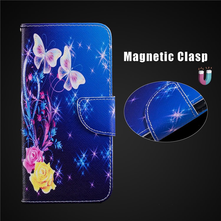 For Xiaomi Pocophone F1 / Poco F1 (India) Patterned PU Leather Mobile Phone Cover with Stand - Roses and Butterflies-10
