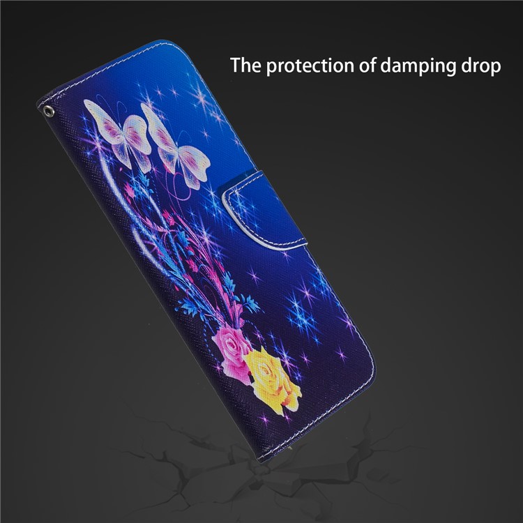 For Xiaomi Pocophone F1 / Poco F1 (India) Patterned PU Leather Mobile Phone Cover with Stand - Roses and Butterflies-12