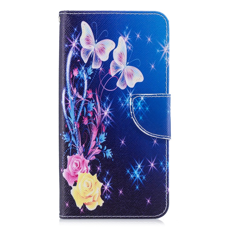 For Xiaomi Pocophone F1 / Poco F1 (India) Patterned PU Leather Mobile Phone Cover with Stand - Roses and Butterflies-2
