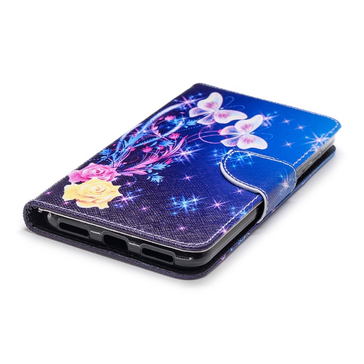 For Xiaomi Pocophone F1 / Poco F1 (India) Patterned PU Leather Mobile Phone Cover with Stand - Roses and Butterflies-6