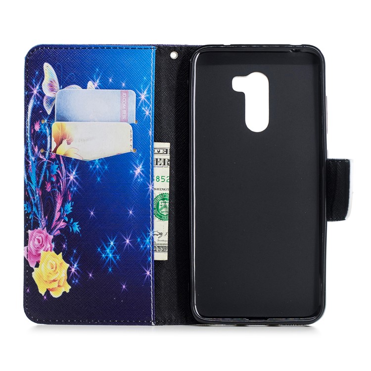 For Xiaomi Pocophone F1 / Poco F1 (India) Patterned PU Leather Mobile Phone Cover with Stand - Roses and Butterflies-8