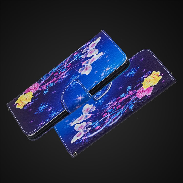 For Xiaomi Pocophone F1 / Poco F1 (India) Patterned PU Leather Mobile Phone Cover with Stand - Roses and Butterflies-9