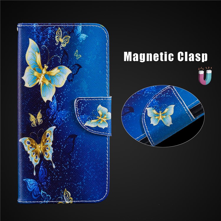 For Xiaomi Pocophone F1 / Poco F1 (India) Patterned PU Leather Wallet Stand Flip Case Cover with Card Holders - Blue Butterflies-10