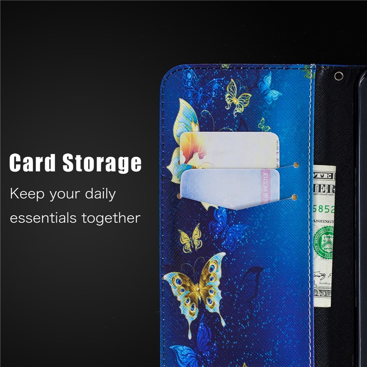 For Xiaomi Pocophone F1 / Poco F1 (India) Patterned PU Leather Wallet Stand Flip Case Cover with Card Holders - Blue Butterflies-11
