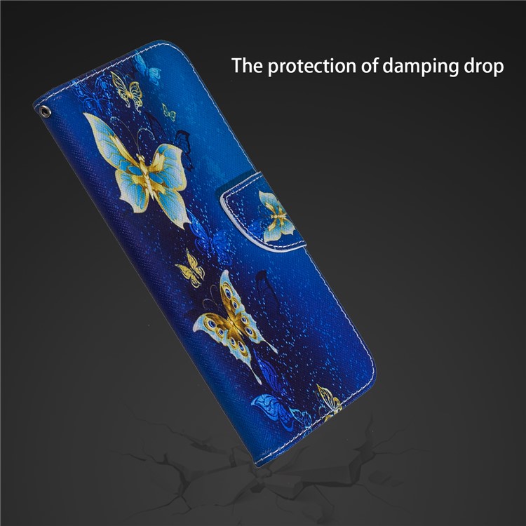 For Xiaomi Pocophone F1 / Poco F1 (India) Patterned PU Leather Wallet Stand Flip Case Cover with Card Holders - Blue Butterflies-12