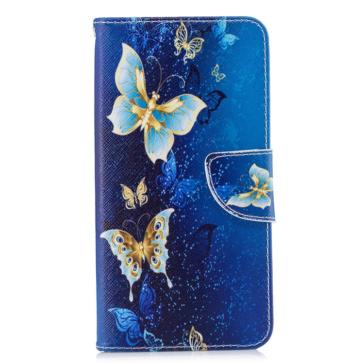For Xiaomi Pocophone F1 / Poco F1 (India) Patterned PU Leather Wallet Stand Flip Case Cover with Card Holders - Blue Butterflies-2