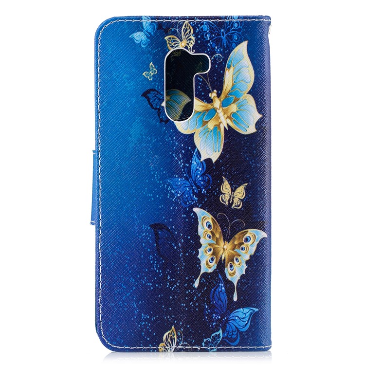 For Xiaomi Pocophone F1 / Poco F1 (India) Patterned PU Leather Wallet Stand Flip Case Cover with Card Holders - Blue Butterflies-3