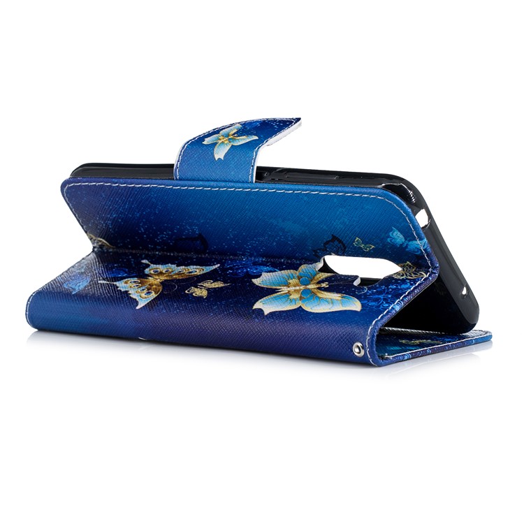 For Xiaomi Pocophone F1 / Poco F1 (India) Patterned PU Leather Wallet Stand Flip Case Cover with Card Holders - Blue Butterflies-4