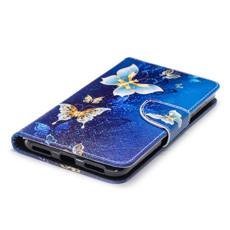 For Xiaomi Pocophone F1 / Poco F1 (India) Patterned PU Leather Wallet Stand Flip Case Cover with Card Holders - Blue Butterflies-6