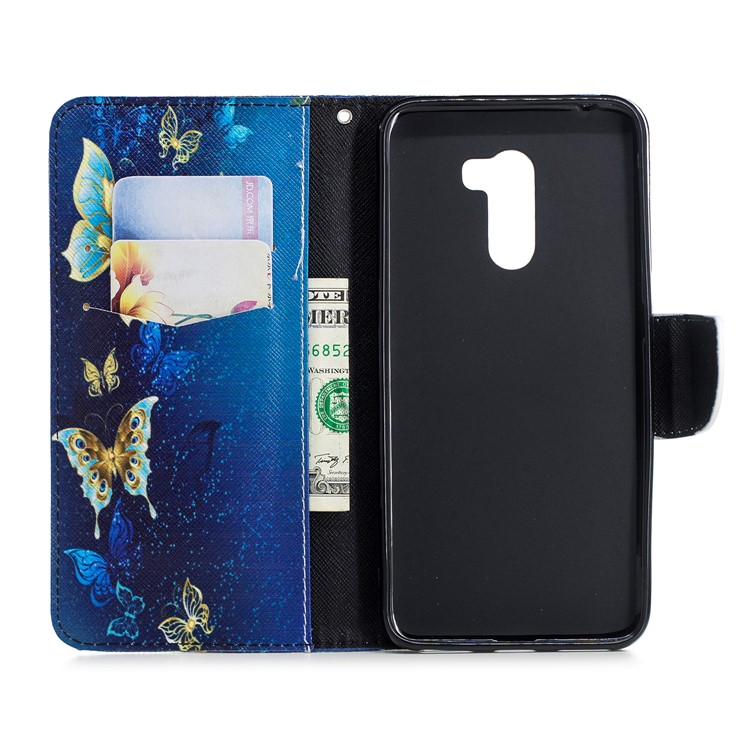 For Xiaomi Pocophone F1 / Poco F1 (India) Patterned PU Leather Wallet Stand Flip Case Cover with Card Holders - Blue Butterflies-8