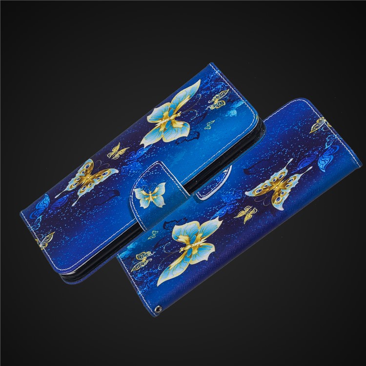 For Xiaomi Pocophone F1 / Poco F1 (India) Patterned PU Leather Wallet Stand Flip Case Cover with Card Holders - Blue Butterflies-9