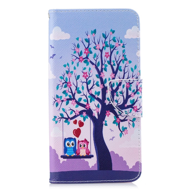 For Xiaomi Pocophone F1 / Poco F1 (India) Patterned PU Leather Stand Mobile Phone Protection Folio Cover - Swinging Owls on the Tree-2