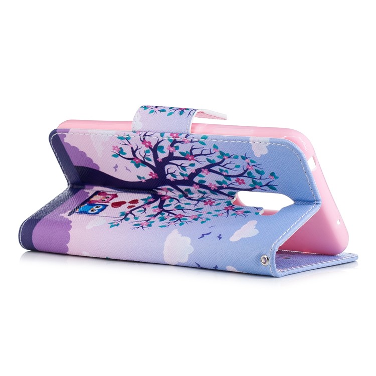 For Xiaomi Pocophone F1 / Poco F1 (India) Patterned PU Leather Stand Mobile Phone Protection Folio Cover - Swinging Owls on the Tree-4