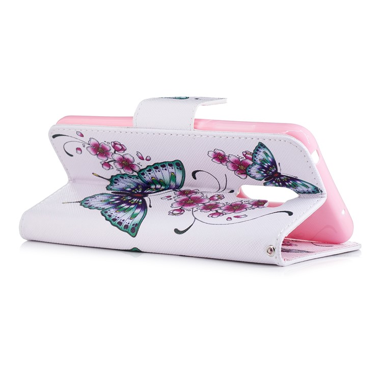 For Xiaomi Pocophone F1 / Poco F1 (India) Patterned Leather Wallet Stand Phone Cover - Butterfly and Flower-4