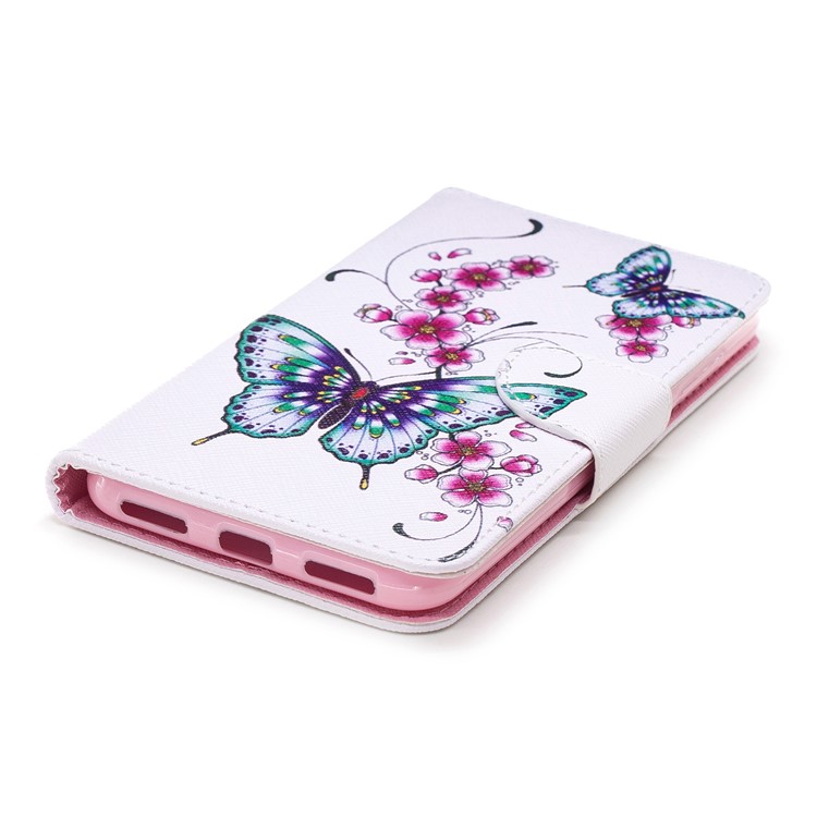 For Xiaomi Pocophone F1 / Poco F1 (India) Patterned Leather Wallet Stand Phone Cover - Butterfly and Flower-6