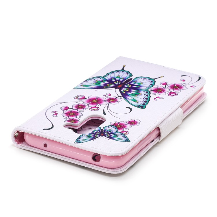 For Xiaomi Pocophone F1 / Poco F1 (India) Patterned Leather Wallet Stand Phone Cover - Butterfly and Flower-7