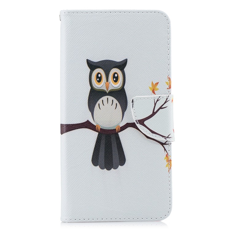 For Xiaomi Pocophone F1 / Poco F1 (India) Patterned Leather Stand Wallet Magnetic Mobile Phone Case Shell - Owl on Branch-2