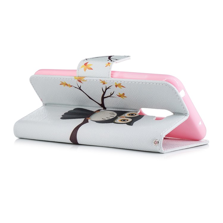 For Xiaomi Pocophone F1 / Poco F1 (India) Patterned Leather Stand Wallet Magnetic Mobile Phone Case Shell - Owl on Branch-4