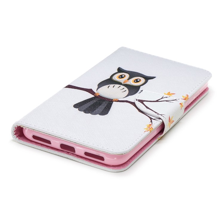 For Xiaomi Pocophone F1 / Poco F1 (India) Patterned Leather Stand Wallet Magnetic Mobile Phone Case Shell - Owl on Branch-6