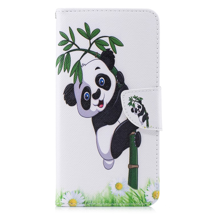 For Xiaomi Pocophone F1 / Poco F1 (India) Patterned PU Leather Stand Wallet Phone Cover - Panda on Bamboo-2