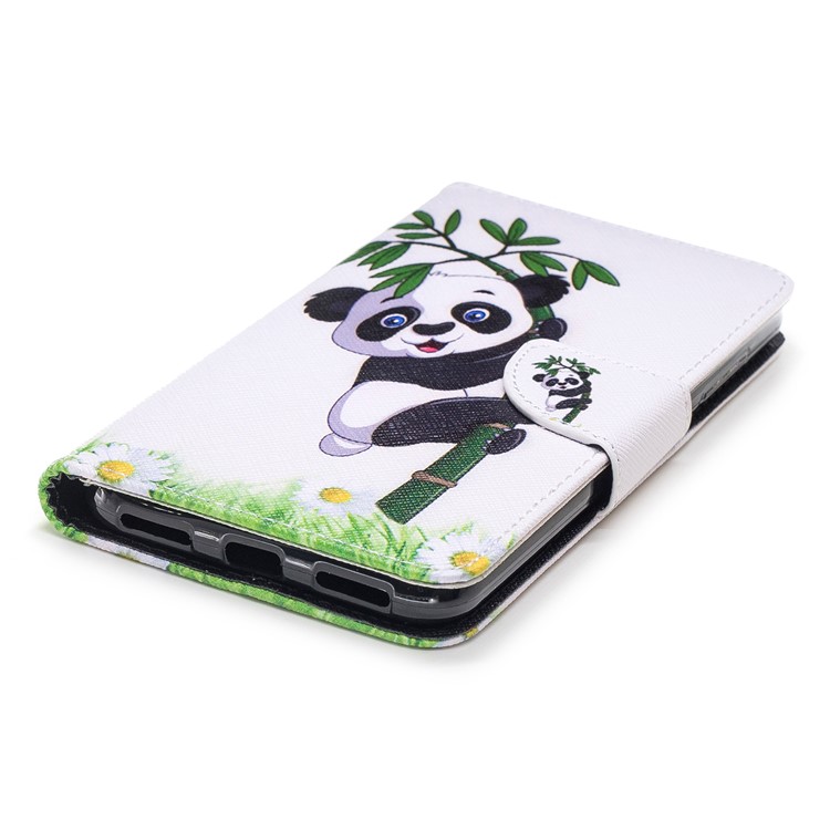 For Xiaomi Pocophone F1 / Poco F1 (India) Patterned PU Leather Stand Wallet Phone Cover - Panda on Bamboo-6