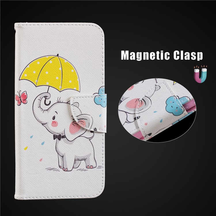 Pattern Printing Leather Wallet Cover for Xiaomi Pocophone F1 / Poco F1 in India - Elephant Holding an Umbrella-10