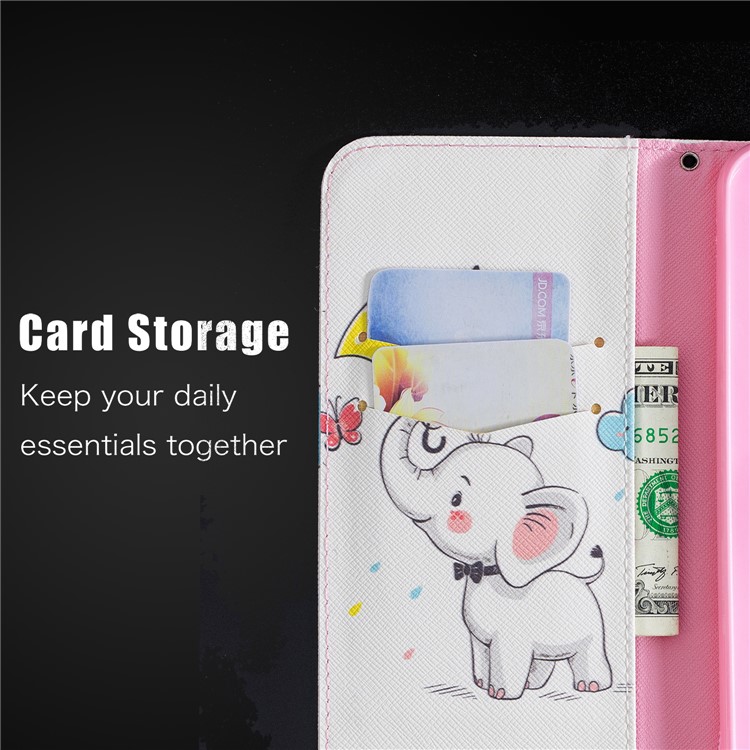 Pattern Printing Leather Wallet Cover for Xiaomi Pocophone F1 / Poco F1 in India - Elephant Holding an Umbrella-11