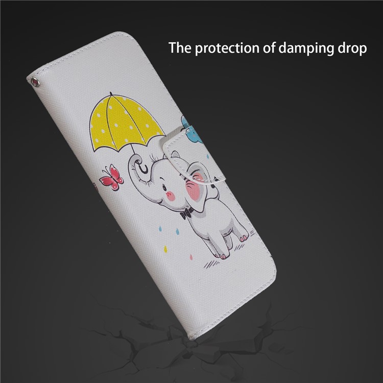 Pattern Printing Leather Wallet Cover for Xiaomi Pocophone F1 / Poco F1 in India - Elephant Holding an Umbrella-12