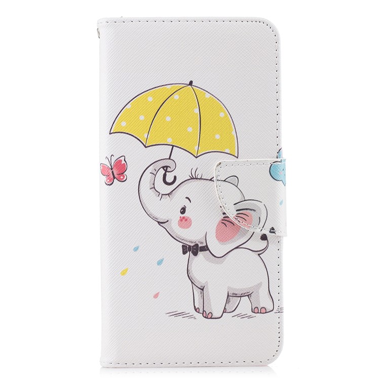 Pattern Printing Leather Wallet Cover for Xiaomi Pocophone F1 / Poco F1 in India - Elephant Holding an Umbrella-2