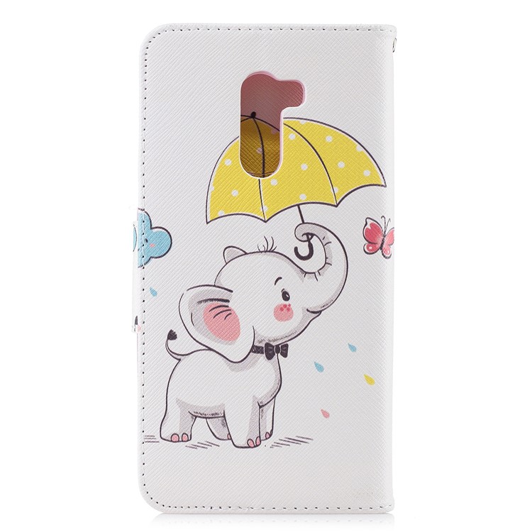 Pattern Printing Leather Wallet Cover for Xiaomi Pocophone F1 / Poco F1 in India - Elephant Holding an Umbrella-3