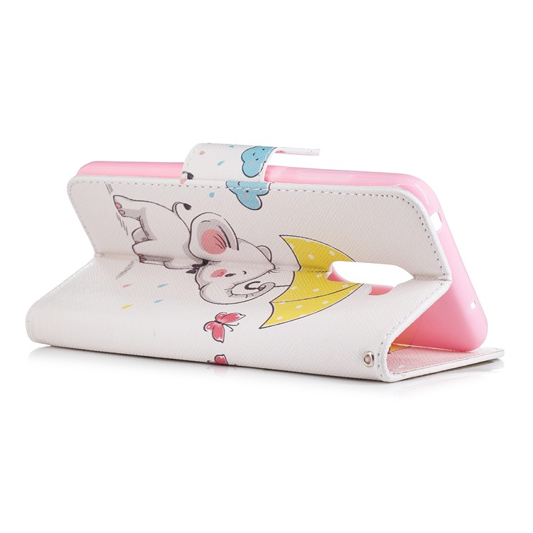 Pattern Printing Leather Wallet Cover for Xiaomi Pocophone F1 / Poco F1 in India - Elephant Holding an Umbrella-4