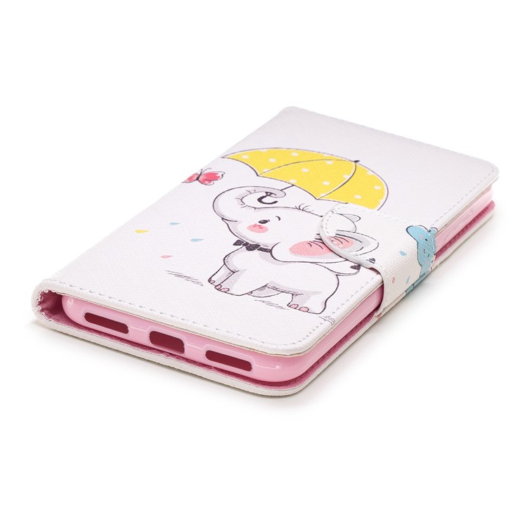 Pattern Printing Leather Wallet Cover for Xiaomi Pocophone F1 / Poco F1 in India - Elephant Holding an Umbrella-6