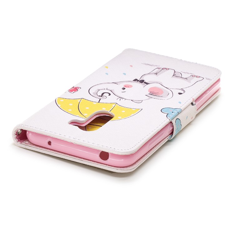 Pattern Printing Leather Wallet Cover for Xiaomi Pocophone F1 / Poco F1 in India - Elephant Holding an Umbrella-7