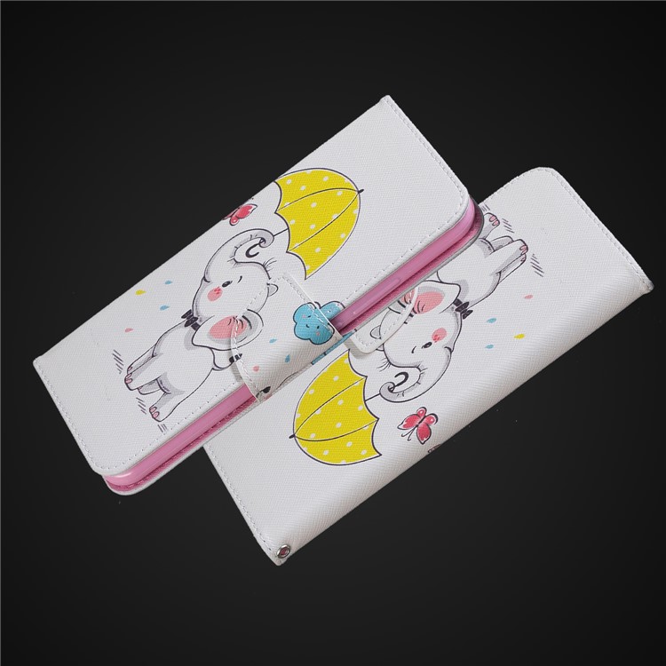 Pattern Printing Leather Wallet Cover for Xiaomi Pocophone F1 / Poco F1 in India - Elephant Holding an Umbrella-9