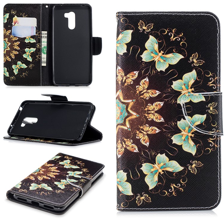 Pattern Printing Leather Wallet Shell for Xiaomi Pocophone F1 / Poco F1 in India - Colorized Butterfly-1