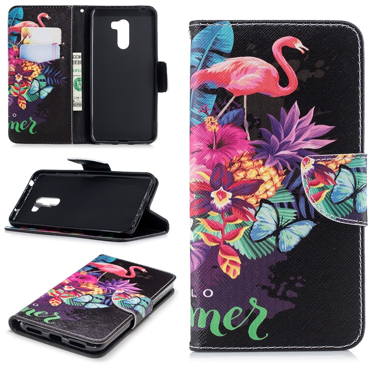 Pattern Printing Stand Leather Wallet Case for Xiaomi Pocophone F1 / Poco F1 in India - Crane and Flowers-1