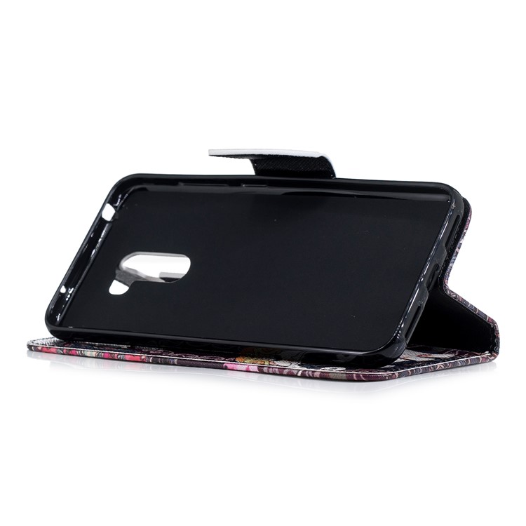 Pattern Printing Magnetic Leather Wallet Case for Xiaomi Pocophone F1 / Poco F1 in India - Flower and Elephant-5