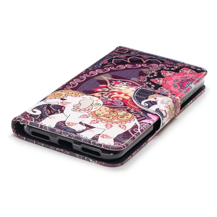 Pattern Printing Magnetic Leather Wallet Case for Xiaomi Pocophone F1 / Poco F1 in India - Flower and Elephant-6