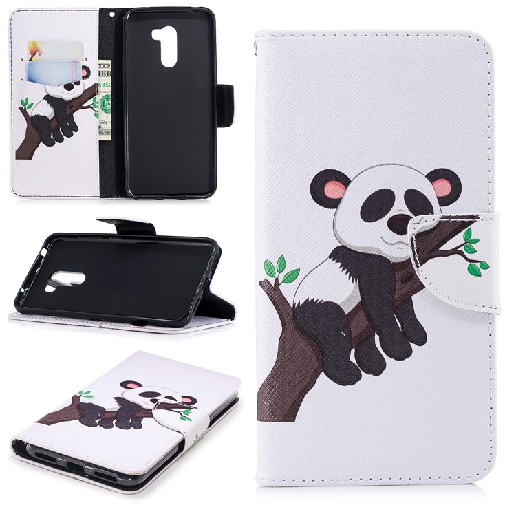 Pattern Printing Wallet Leather Stand Cover for Xiaomi Pocophone F1 / Poco F1 in India - Panda Climbing Tree-1