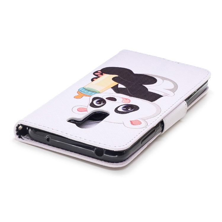 Pattern Printing Magnetic Leather Stand Case for Xiaomi Pocophone F1 / Poco F1 in India - Panda Holding a Bottle-7