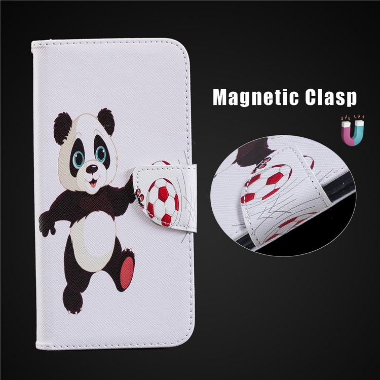 Pattern Printing Magnetic Leather Stand Cover for Xiaomi Pocophone F1 / Poco F1 in India - Panda Playing Football-10