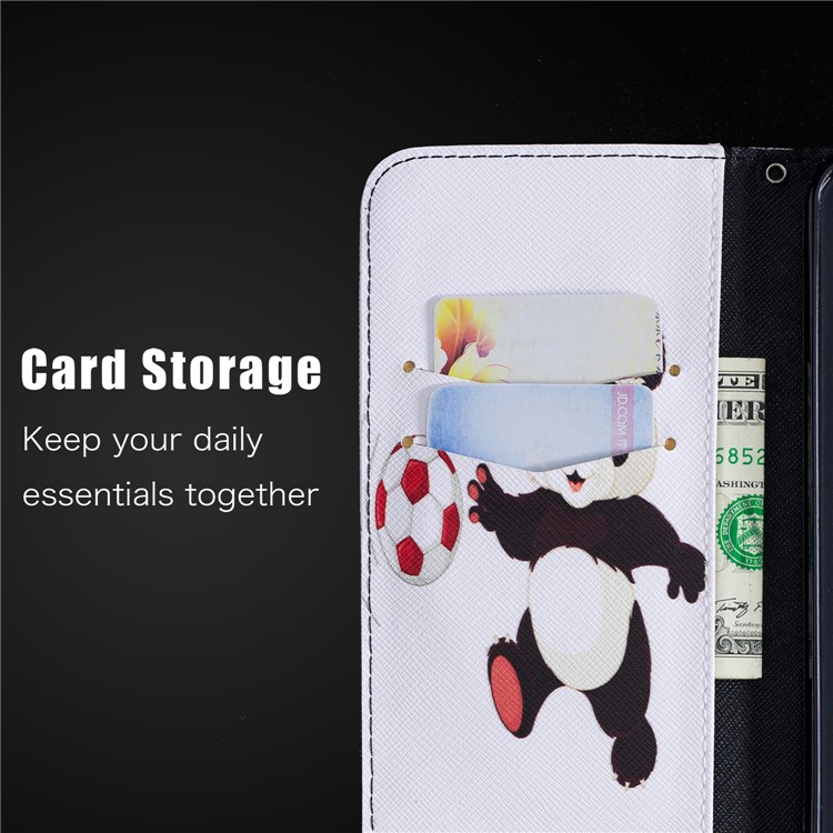 Pattern Printing Magnetic Leather Stand Cover for Xiaomi Pocophone F1 / Poco F1 in India - Panda Playing Football-11
