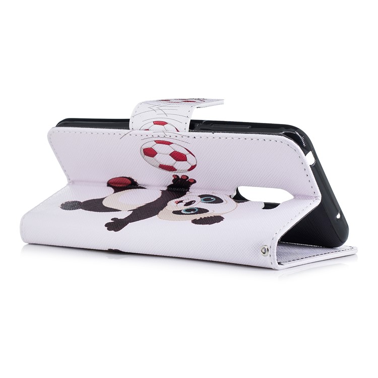 Pattern Printing Magnetic Leather Stand Cover for Xiaomi Pocophone F1 / Poco F1 in India - Panda Playing Football-4