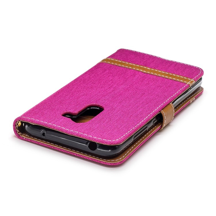 Splicing Jean Cloth PU Leather Wallet Stand Casing with Strap for Xiaomi Pocophone F1 / Poco F1 (India) - Rose-7