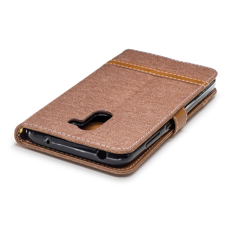 Splicing Jean Cloth PU Leather Wallet Stand Mobile Phone Case with Strap for Xiaomi Pocophone F1 / Poco F1 (India) - Khaki-7