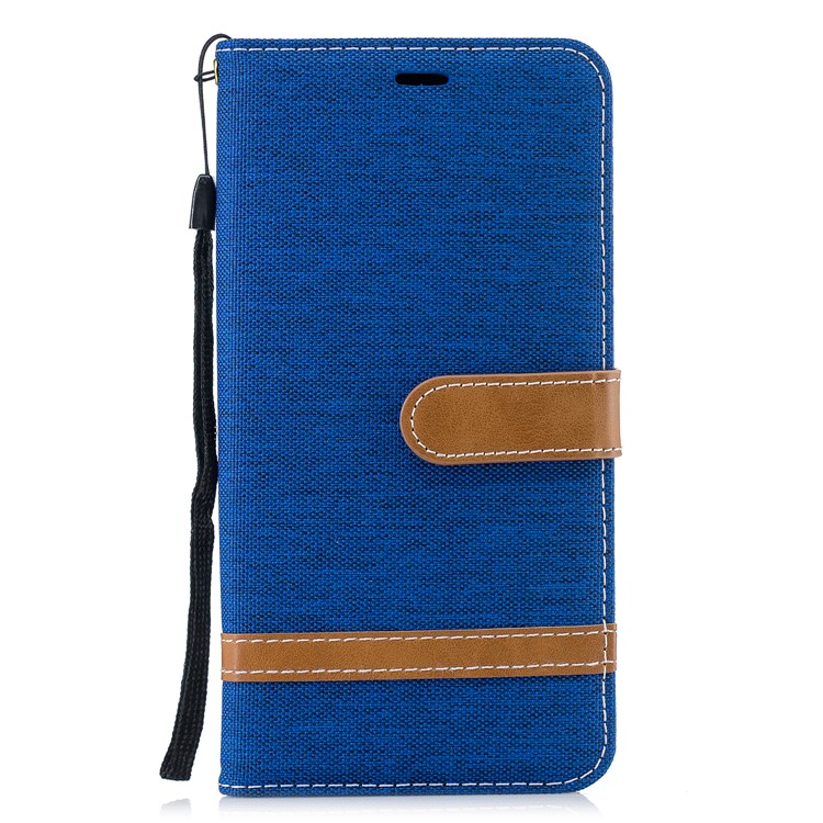 Splicing Jean Cloth PU Leather Wallet Stand Protective Case with Strap for Xiaomi Pocophone F1 / Poco F1 (India) - Baby Blue-2
