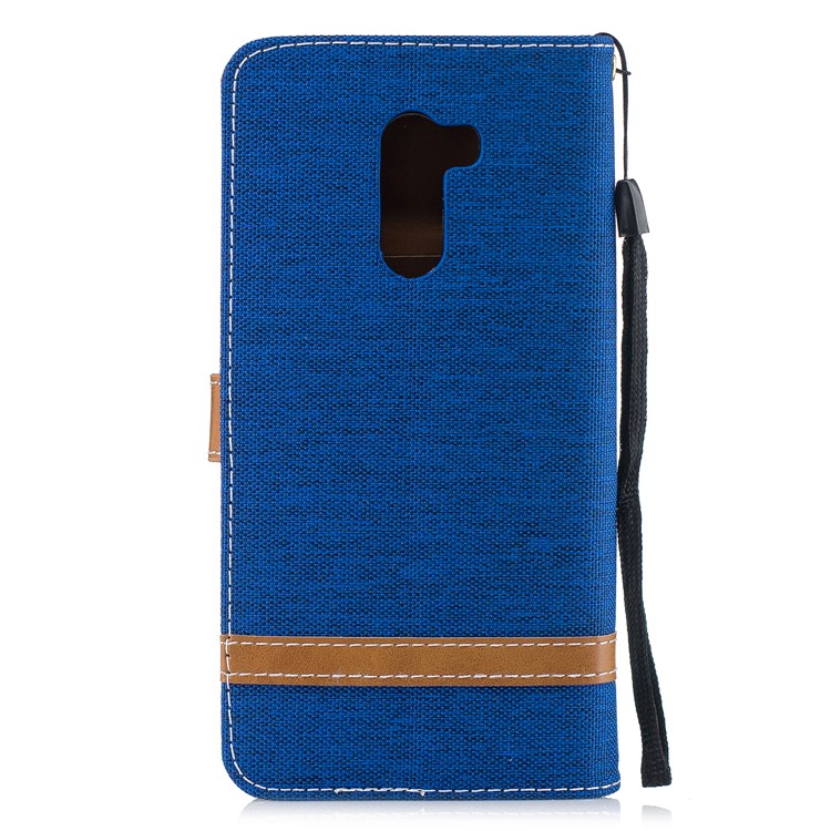 Splicing Jean Cloth PU Leather Wallet Stand Protective Case with Strap for Xiaomi Pocophone F1 / Poco F1 (India) - Baby Blue-3