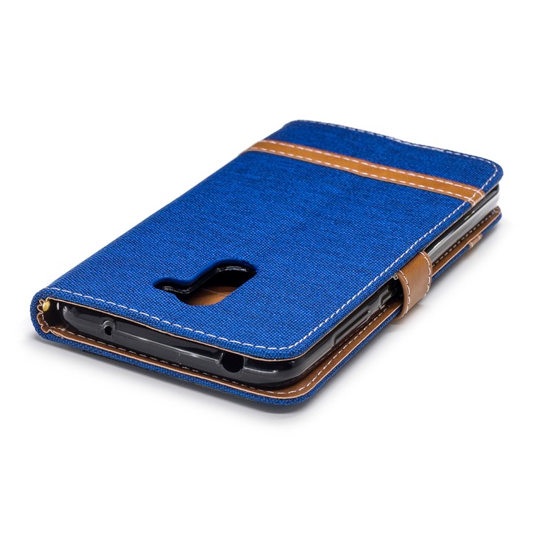 Splicing Jean Cloth PU Leather Wallet Stand Protective Case with Strap for Xiaomi Pocophone F1 / Poco F1 (India) - Baby Blue-7