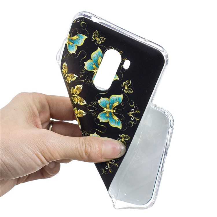 Pattern Printing Soft TPU Case for Xiaomi Pocophone F1 / Poco F1 (India) - Gold and Blue Butterflies-5